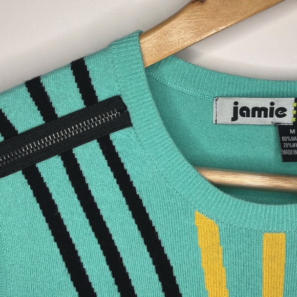 Jamie Sadock Sleeveless Knit Top – Teal with Yellow & Black Stripes - Picture 5 of 9